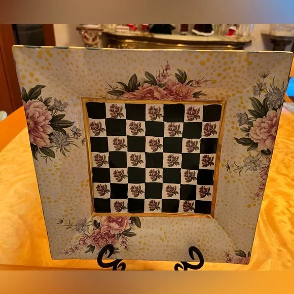 Mackenzie Childs Torquay Frank & Mustard Roses Square Platter - Picture 10 of 13